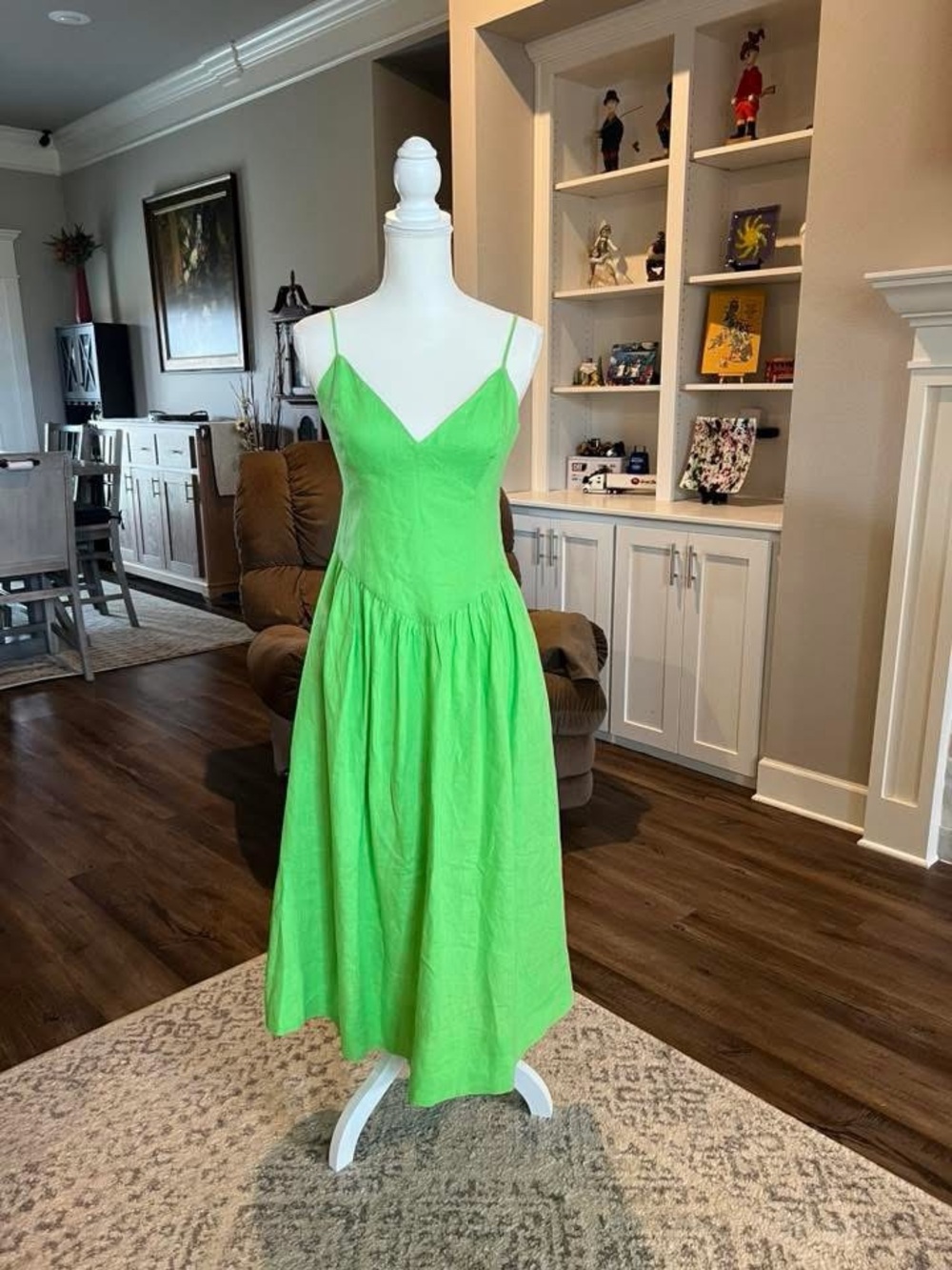 RHODE Neon Green Spaghetti-Strap Midi Dress